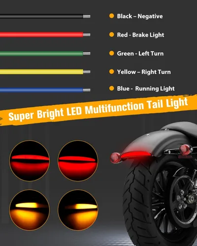 Miniatura 5 de Luz trasera LED para motocicleta, luz de freno difusora, guardabarros trasero, intermitentes compatibles con Harley Sportster Iron 883 XL1200C