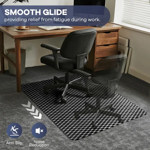 Miniatura 2 de BesWin Tapete para silla de oficina, 48 x 30 pulgadas, tapete para silla de escritorio de computadora para suelos de moqueta baja, protector de Negro
