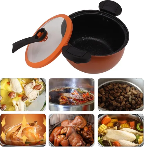 Miniatura 5 de Micro olla a presión utensilios de cocina de cocción rápida, 12.2 x 11.0 * 6.7 in utensilios de cocina antiadherentes para microondas, olla Naranja