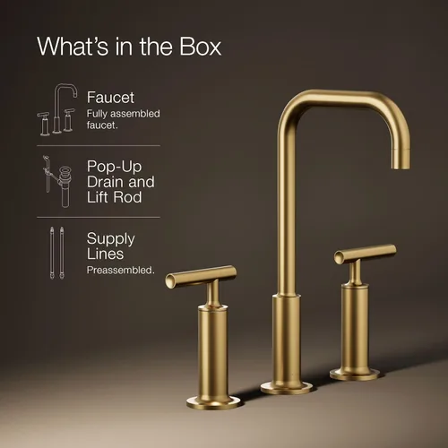 Miniatura 13 de KOHLER K-14408-4-2MB Purist - Grifo de lavabo de baño generalizado, 3 agujeros, manijas de palanca alta generalizadas y boquilla de cuello de cisne