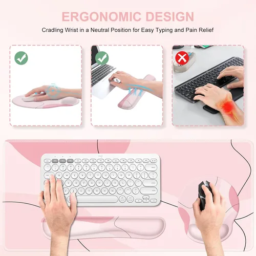 Miniatura 3 de iCasso Alfombrilla Grande para Mouse Gaming con Soporte de Muñeca, Alfombrilla de Escritorio, Mousepad XXL 4 en 1 + Reposamuñecas para Teclado +