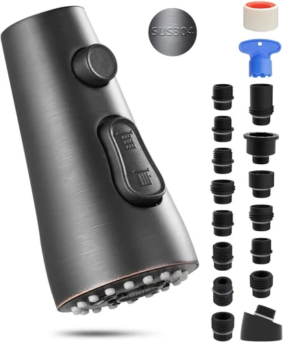Miniatura 10 de Hibbent Reemplazo del cabezal del grifo de cocina, boquilla de pulverización de 3 funciones del cabezal del grifo de cocina con 9 adaptadores