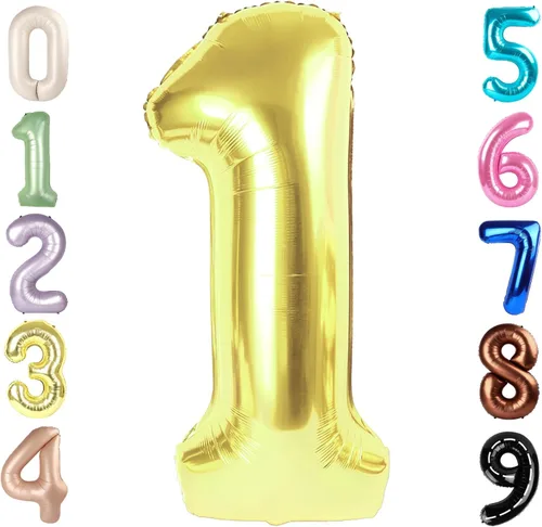 Miniatura 282 de Globos de números de 5 globos de 40 pulgadas, decoraciones de cumpleaños azules para niños y niñas, globos de números azul marino grandes
