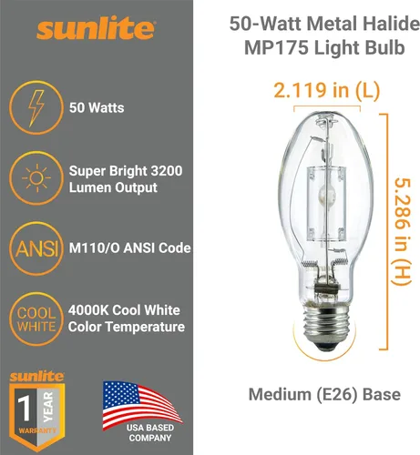 Miniatura 2 de Sunlite Lámpara de halogenuros metálicos protegidos M110/O 50W Transparente