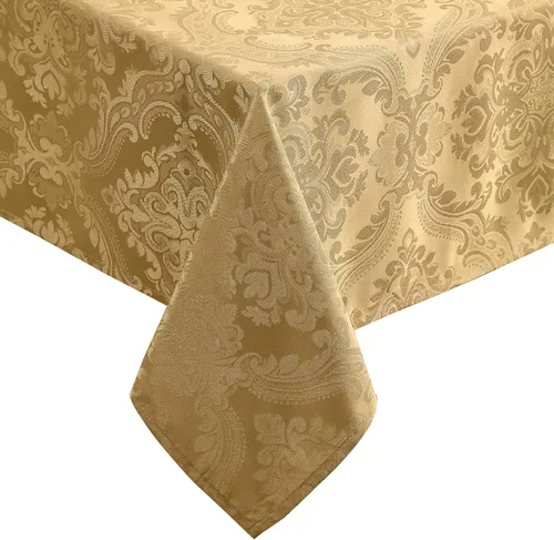 Miniatura 9 de Elrene Home Fashions Caiden Elegance - Mantel de damasco impermeable, resistente a manchas y arrugas, 70" redondo, granate Arándano