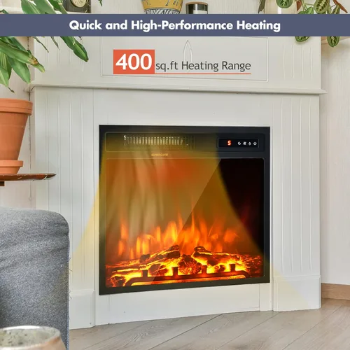 Miniatura 3 de Giantex - Chimenea eléctrica de 18" con inserto calefactor, chimenea eléctrica para empotrar/montar en pared con control remoto, 2 modos de calor