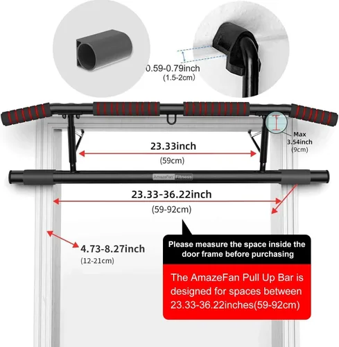 Miniatura 4 de AmazeFan Barra de Dominadas para Puerta con Agarre Ergonómico - Marco de Dominadas de Fitness para Ejercicio de Gimnasio en Casa - Agarre