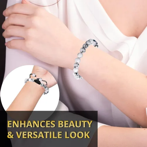 Miniatura 165 de Adjustable Crystal Bracelet – Gemstone Bead Bracelet with Adjustable Macrame String – Chic Gemstone Bracelet for Men and Women – 8mm Round Healing