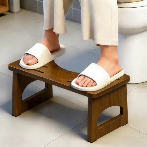 Miniatura 9 de JACNITAD Taburete de inodoro plegable, taburete de 7 pulgadas para baño, taburete de inodoro de bambú para adultos, taburete plegable