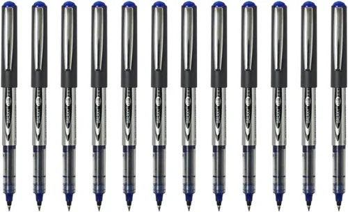 Gullor Vision Stick - Bolígrafos de punta fina de punta fina, tinta líquida de 0.020 in, de secado rápido, para escribir, tinta azul, paquete de 12