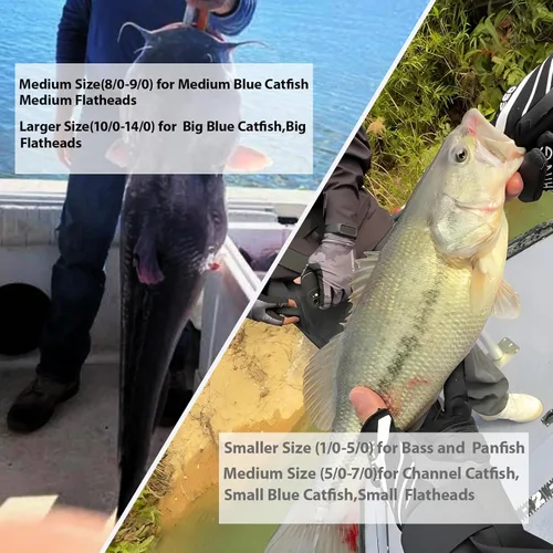 Miniatura 6 de Ganchos circulares para pesca de gato, 50/100 unidades, ganchos circulares de pesca de pulpo, agua salada, agua dulce para bagre lubina Redfish 1/0