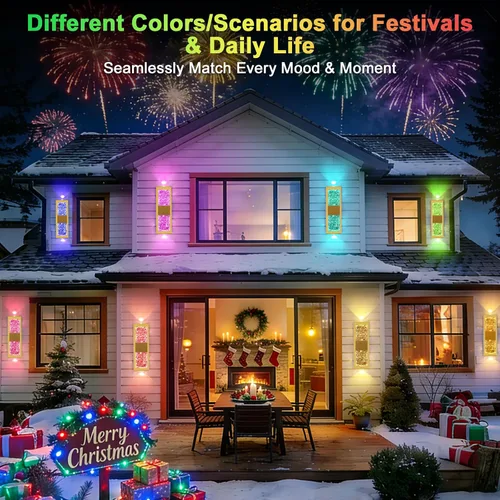 Miniatura 5 de Lámpara de pared inteligente para exteriores, lámpara exterior que cambia de color RGB, iluminación de pared exterior de carcasa de metal, luces