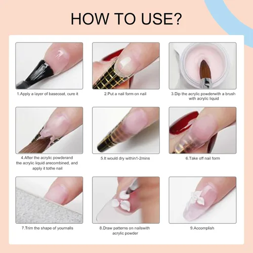 Miniatura 6 de Polvo acrílico profesional de 0.99 oz/caja de uñas acrílicas para uñas francesas color blanco transparente rojo desnudo para extensión de uñas