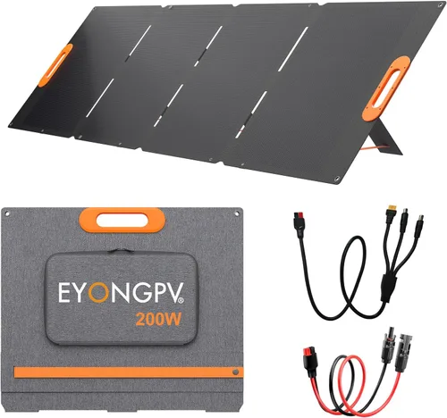 Miniatura 11 de EYONGPV Panel solar plegable portátil de 14 W y cargador solar con salida USB-C Croc-Eye, cargador solar compacto impermeable IP67 para teléfonos