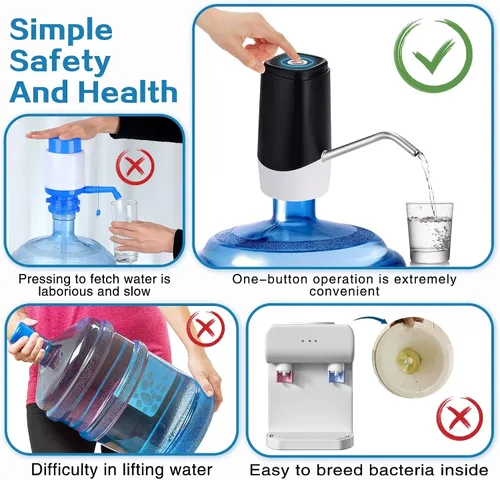 Miniatura 4 de Korser Dispensador de Agua de 5 Galones, Bomba de Jarra de Agua Automática Portátil, Bomba de Agua Eléctrica para Botellas con Interruptor y Carga