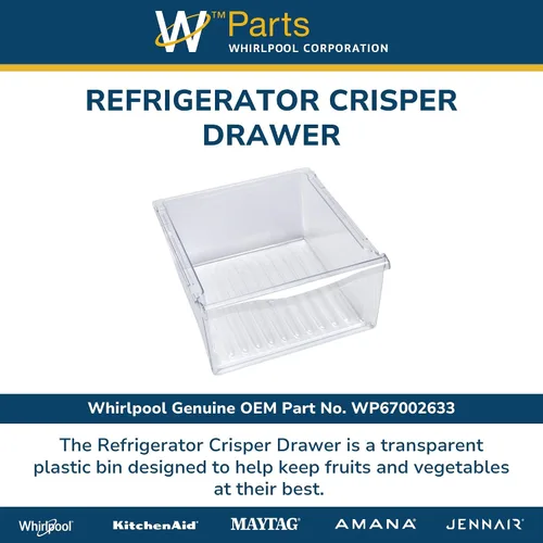 Miniatura 7 de Whirlpool WP67002633 Pieza de repuesto para cajón de fresas de refrigerador SxS original OEM - Reemplaza 12530501, 12530505, 12530505N y más