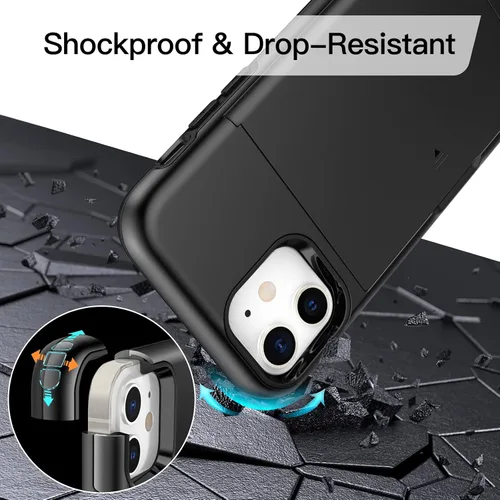 Miniatura 5 de JETech Funda tipo cartera para iPhone 12/12 Pro de 6.1 pulgadas con tarjetero, cubierta protectora a prueba de golpes de doble capa, ranura oculta