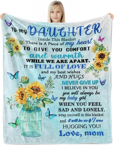 Regalos para hija de mamá, regalos para hijas adultas, regalo para hija, manta para hija de mamá 40 x 50 pulgadas