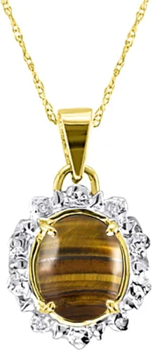 Miniatura 2 de Rylos Collares para mujer oro blanco de 14 quilates collar con colgante de ojo de tigre y diamante 0354 x 0276in joyería de piedras preciosas