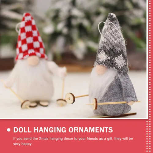 Miniatura 4 de BESTOYARD Colgante de muñeca de esquí, gnomos de árbol de Navidad, adorno de chimenea de Navidad, adorno de muñeca sin rostro, adornos de Navidad