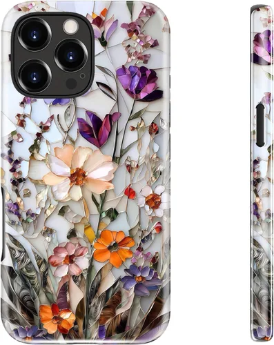 Miniatura 41 de bemal Funda para iPhone 12 Mini, estética, vintage, floreciente, peonía, concha, femenina, compatible con MagSafe, moderna, única, moderna, moderna