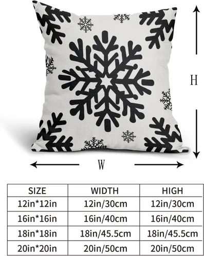 Miniatura 5 de Fundas de almohada decorativas de Navidad negras 40x40 cm con copos de nieve blancos de Navidad, juego de 2, temática rústica de invierno