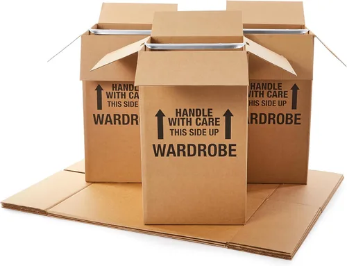 Miniatura 8 de Amazon Basics Cajas de mudanza para ropa de armario con barra, 20 x 20 x 34 pulgadas, paquete de 3 Con barra de suspensión, para empacar ropa