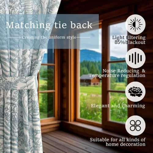 Miniatura 7 de Autum Dream - Cortinas opacas de felpilla para dormitorio, con pestaña trasera, bolsillo para barra, cortinas de granja con estampado floral