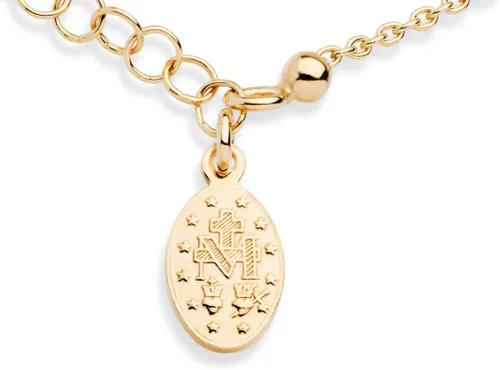 Miniatura 3 de Miabella 18K Gold Over Sterling Silver Italian Rosary Cross Bead Charm Link Chain Bracelet for Women Teen Girls, Adjustable, 925 Made in Italy