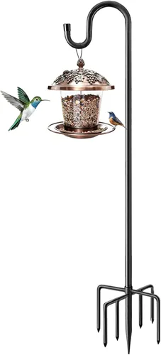 Miniatura 9 de ANIDEER Ganchos de pastor de 48 pulgadas para exteriores, poste de comedero de pájaros de jardín resistente para colgar comederos de pájaros, cestas
