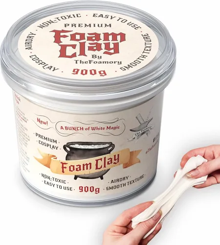 Miniatura 8 de The Foamory - Espuma de arcilla moldeable para cosplay (300g Blanco) Arcilla de alta densidad de secado al aire, espuma EVA se pinta fácilmente,