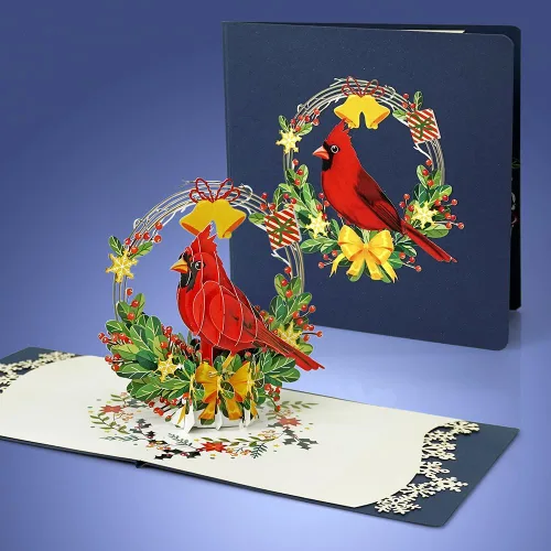 Miniatura 5 de CUTPOPUP - Tarjeta de felicitación con diseño de cardenal, Feliz Navidad, Navidad 3D, Año Nuevo, tarjeta de felicitación (cesta de cardenal)