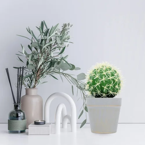 Miniatura 8 de HOMSFOU Cactus en maceta, adornos de oficina, plantas de interior para interiores, macetas pequeñas para interiores, bonsáis de imitación de cactus