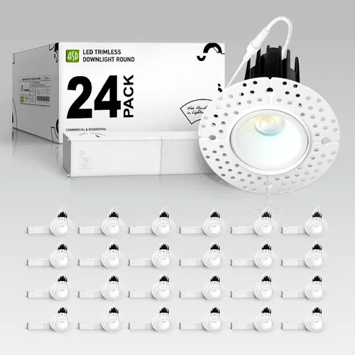 Miniatura 23 de ASD Luces LED empotrables sin moldura de 1 pulgada, 7W 120V Triac redondas para uso comercial, iluminación regulable sin lata para techo con caja