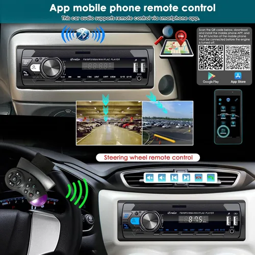 Miniatura 4 de Radio de coche Bluetooth, estéreo de automóvil DIN único, radio FM, receptores de audio para automóvil con llamadas manos libres y transmisión