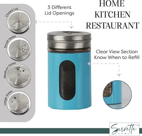 Miniatura 5 de Aqua Salt Pepper Shakers Retro Spice Jars - Juego de 2