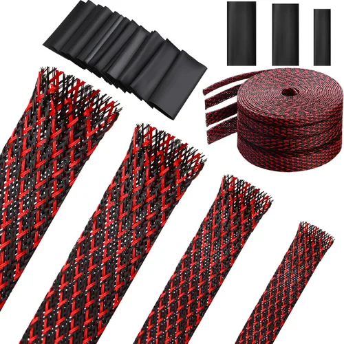 Miniatura 10 de Tatuo Funda de cable trenzada expandible de 65.6 pies, funda de alambre trenzado de varios tamaños con 120 tubos termorretráctiles para televisión