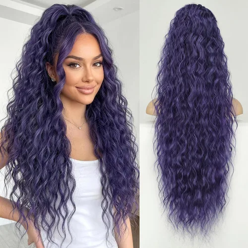 Miniatura 14 de KooKaStyle Extensión de cola de caballo con cordón de 26 pulgadas (66 cm) para mujeres, extensiones de cabello sintético rizado largo para uso
