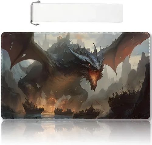 Miniatura 14 de Tapete de juego MTG cosido de alta calidad con zonas y parte trasera de goma antideslizante, tapete de juego TCG para MTG y otros juegos de cartas