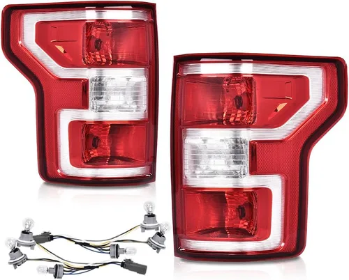 Miniatura 10 de CROSSDESIGN Luz trasera trasera sin bombillas lado derecho rojo compatible con Ford F150 SSV 2016 2017/Fit F150 (submodelo: Lariat, XL, XLT) 2015