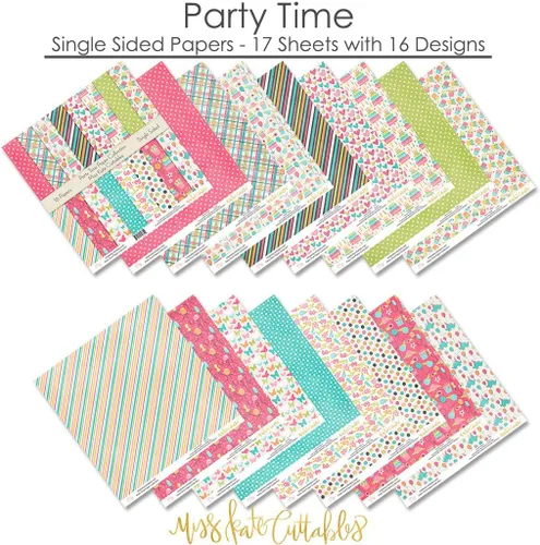Miniatura 2 de Paquete de papel de patrón – Hora de fiesta – Papel estampado de una sola cara de 12 x 12 pulgadas – 16 hojas – Cartulina premium de 80 libras