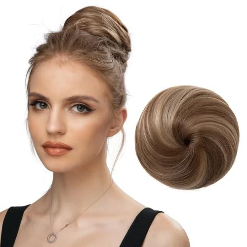 Miniatura 22 de Moño de bailarina, pieza sintética para recoger el cabello, moño de extensión de cabello Q3 de Sarla Negro azabache
