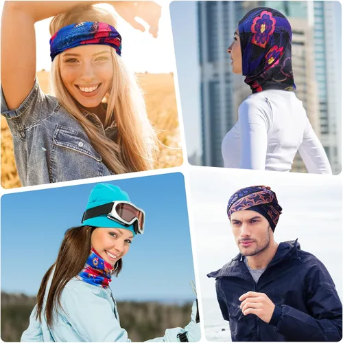Miniatura 6 de Jiuguva 26 piezas de polaina de cuello para hombre, diadema bohemia, envoltura para la cabeza, a granel, senderismo, bufanda sin costuras, bandana