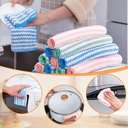 Miniatura 7 de Wegodal Paño de Limpieza de Microfibra Engrosado, Toallas Reutilizables y Lavables Mejoradas para Secar y Lavar Platos, Toallas de Cocina
