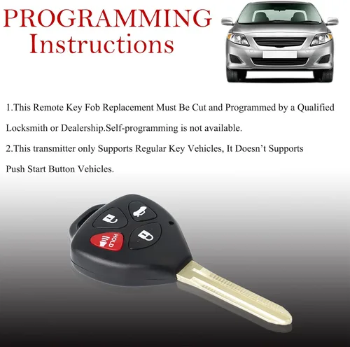 Miniatura 3 de MechanMagic Llavero remoto de reemplazo Compatible con Toyota Camry 2007 2008 2009 2010 2011/Corolla 2009-2010 HYQ12BBY Control remoto de entrada