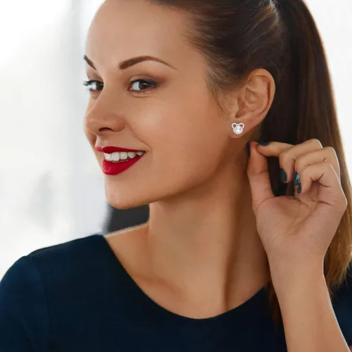 Miniatura 21 de Aretes de perlas de Mickey para mujer, plata de ley S925 y circón, perlas cultivadas de agua dulce, regalos de joyería de Mickey Mouse para mamá