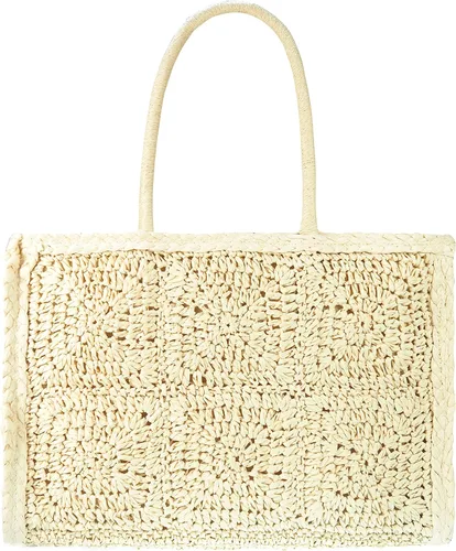 Bolso vintage de paja tejida a mano, estilo bohemio, grande, con pajilla, elegante, casual, bolsa de hombro, bolsa de vacaciones de ratán