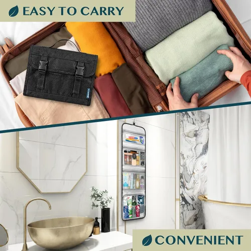 Miniatura 5 de PAVILIA Neceser colgante de viaje para mujeres y hombres, kit de bolsa de maquillaje de gran capacidad, estuche organizador de almacenamiento