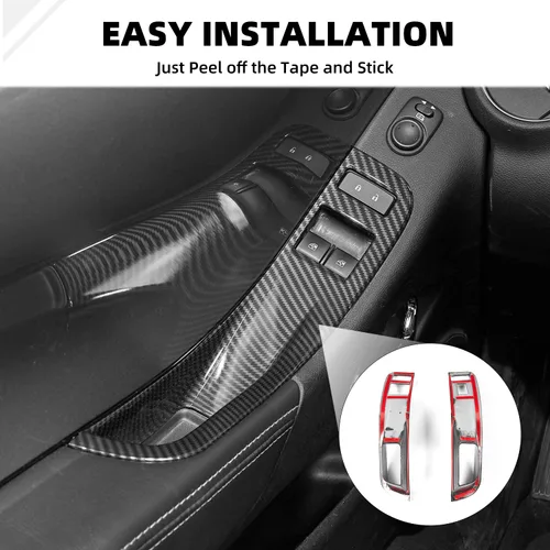 Miniatura 5 de Cubierta de interruptor de elevación de ventana de fibra de carbono Kit de ajuste de botón interior para Chevrolet Chevy Camaro 2010-2015