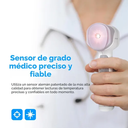 Miniatura 2 de Termómetro de frente infrarrojo sin contacto de grado médico FSA-HSA elegible, resistente, termómetro digital tipo pistola para adultos y bebés, Gris